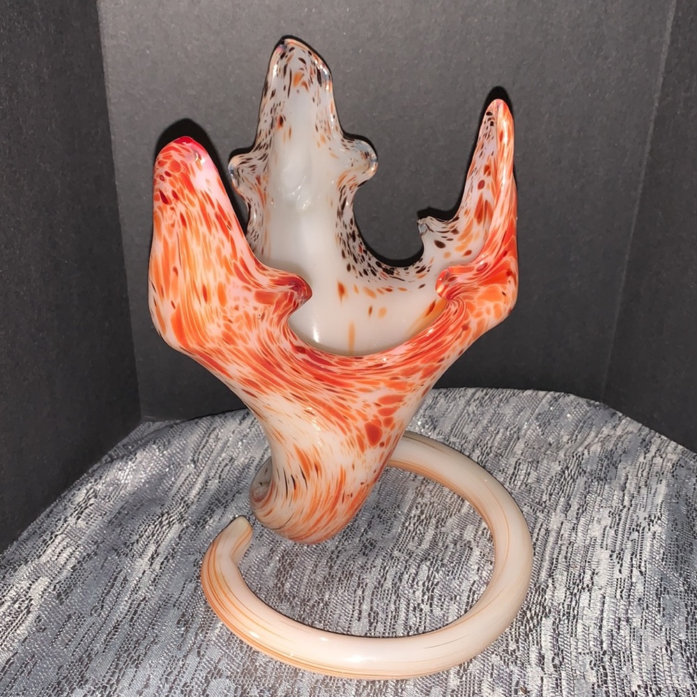 BEAUTIFUL GLASS VASE DECOR Love the colors!!! INCLUDES ONE GLASS FLOWER